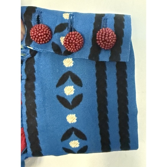 NEW, Farm Rio Palms Paradise Long Sleeve Wrap Minidress  Dress Blue L Large - Picture 4 of 16